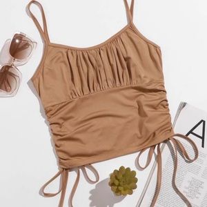 *New* Beige Ruched Crop Top